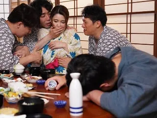Ryo Ayumi Caught in Hot Spring Gangbang While Husband Sleeps Nearby